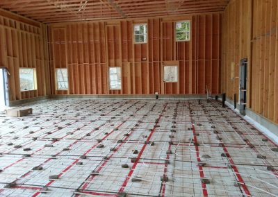 In-floor heating tubing laid in a large building