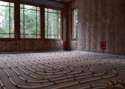 In-floor heating loops in a new home