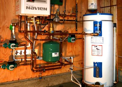 Navien boiler and hot water tank installation