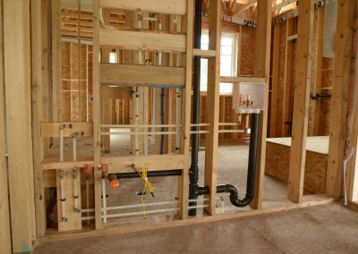 Plumbing rough-in in a new home